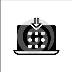 Black solid icon for Inputs, down and key