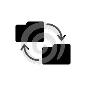 Black solid icon for Integrating, install and folder