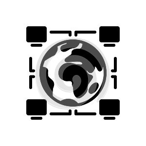 Black solid icon for Intercompany, glob and monitor