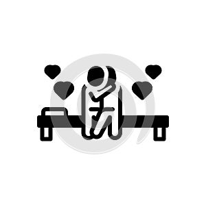 Black solid icon for Intimate, kissing and couple