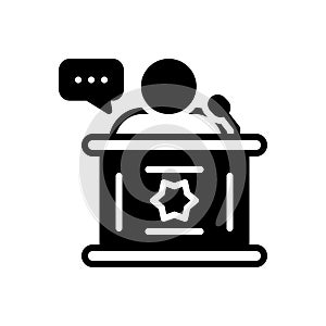 Black solid icon for Introduce, familiarize and human