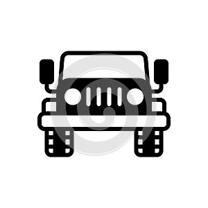 Black solid icon for Jeep, automobile and transportation