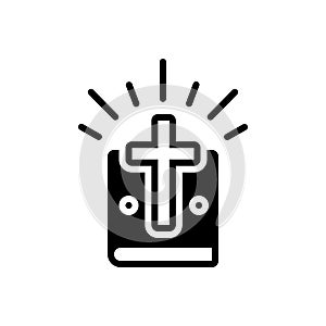 Black solid icon for Jehovah, mormon and book