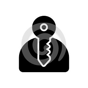 Black solid icon for Key person, modern and admin