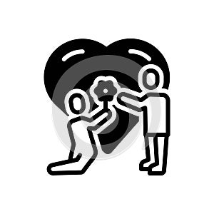 Black solid icon for Kindness, propose and couple