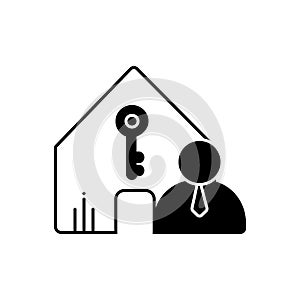 Black solid icon for Landlord, insurance and accommodation