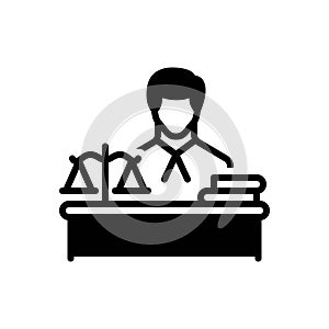 Black solid icon for Lawyer, solicitor and court