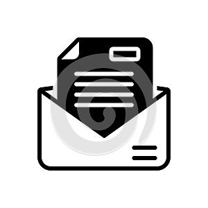 Black solid icon for Letter, messages and tidings