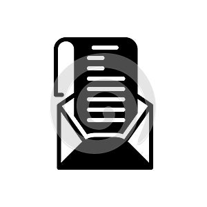 Black solid icon for Letter, envelope and mail