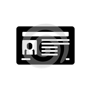 Black solid icon for License, permit and warrant