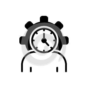 Black solid icon for Lifespan, clock and life
