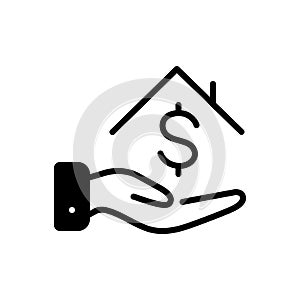 Black solid icon for Loan Money, borrower and bribery