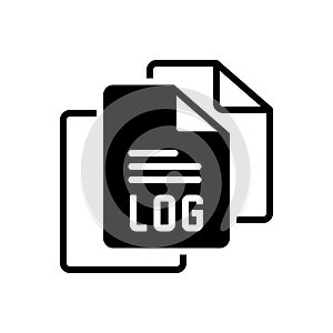 Black solid icon for Logfile, file and document