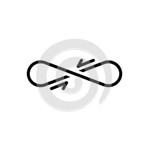 Black solid icon for Loop, infinity and unlimited