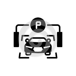 Black solid icon for Lot, car parking and vehicle