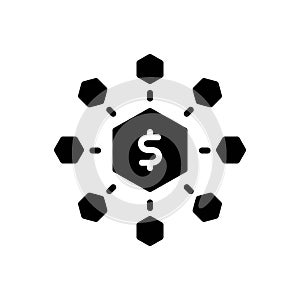 Black solid icon for Meets, combine and adjoin