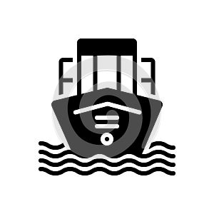 Black solid icon for Mercantilism, ship and sea