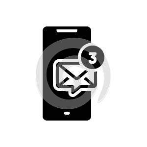 Black solid icon for Messages, intimation and receive