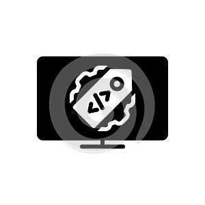 Black solid icon for Meta, tag and seo