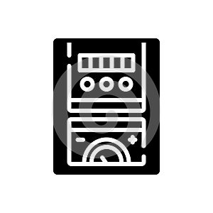 Black solid icon for Meter, numerator and metre