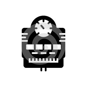 Black solid icon for Meters, numerator and measurement