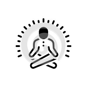 Black solid icon for Mindfulness, reduce stress and yoga