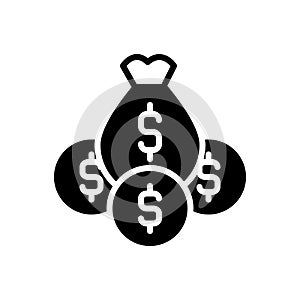 Black solid icon for Money, riches and piles