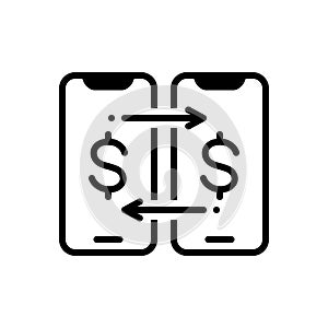 Black solid icon for Money transfer, shifting and transference