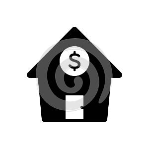 Black solid icon for Mortgage, hostage and property