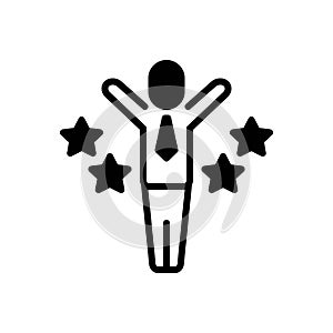 Black solid icon for Motivated, induce and confident