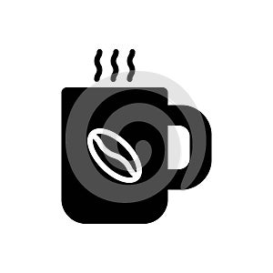 Black solid icon for Mug, coffee mug and beverage