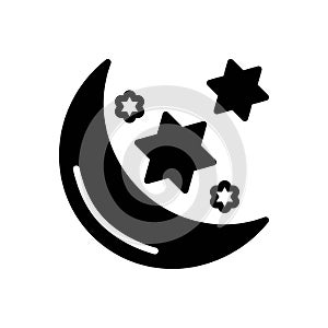 Black solid icon for Muslim, moon and islamic