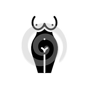 Black solid icon for Naked, nude and unclothed