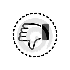 Black solid icon for Negative, pessimistic and thumb