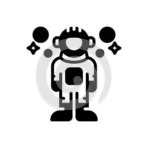 Black solid icon for Neil, astronaut and spaceman