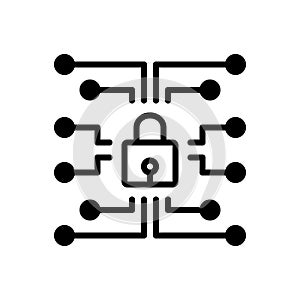 Black solid icon for Network Protection, security and antivirus