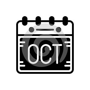 Black solid icon for Oct, october and book