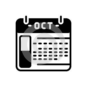 Black solid icon for October, oct and agenda