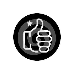 Black solid icon for Ok, all right and agreed