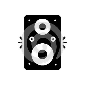 Black solid icon for Old Speaker, woofer and amplifier