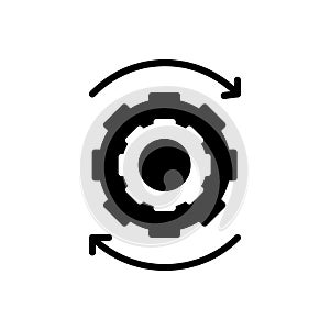 Black solid icon for Ongoing, proceeding and continuing