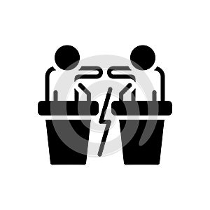 Black solid icon for Opposition, debate and opposition