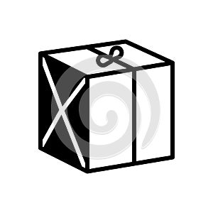 Black solid icon for Package, parcel and box