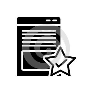 Black solid icon for Page Quality, attribute and document