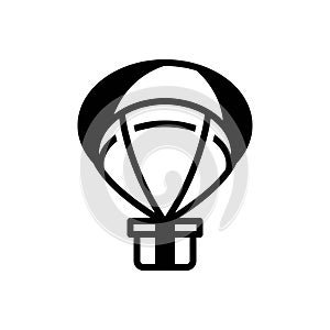 Black solid icon for Parachute, airdrop and transport