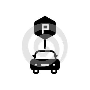 Black solid icon for Parking Sign, haunt and roadsign