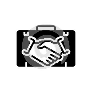 Black solid icon for Partner, briefcase and business