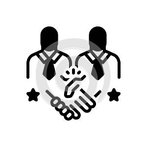 Black solid icon for Partner, fellow and handshake