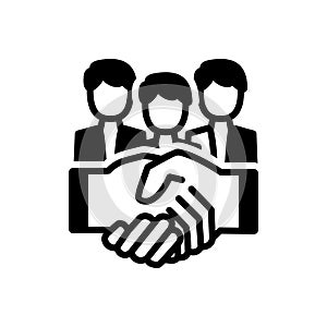 Black solid icon for Partnership, collaboration and handshake