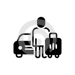 Black solid icon for Passenger, traveler and wayfaring